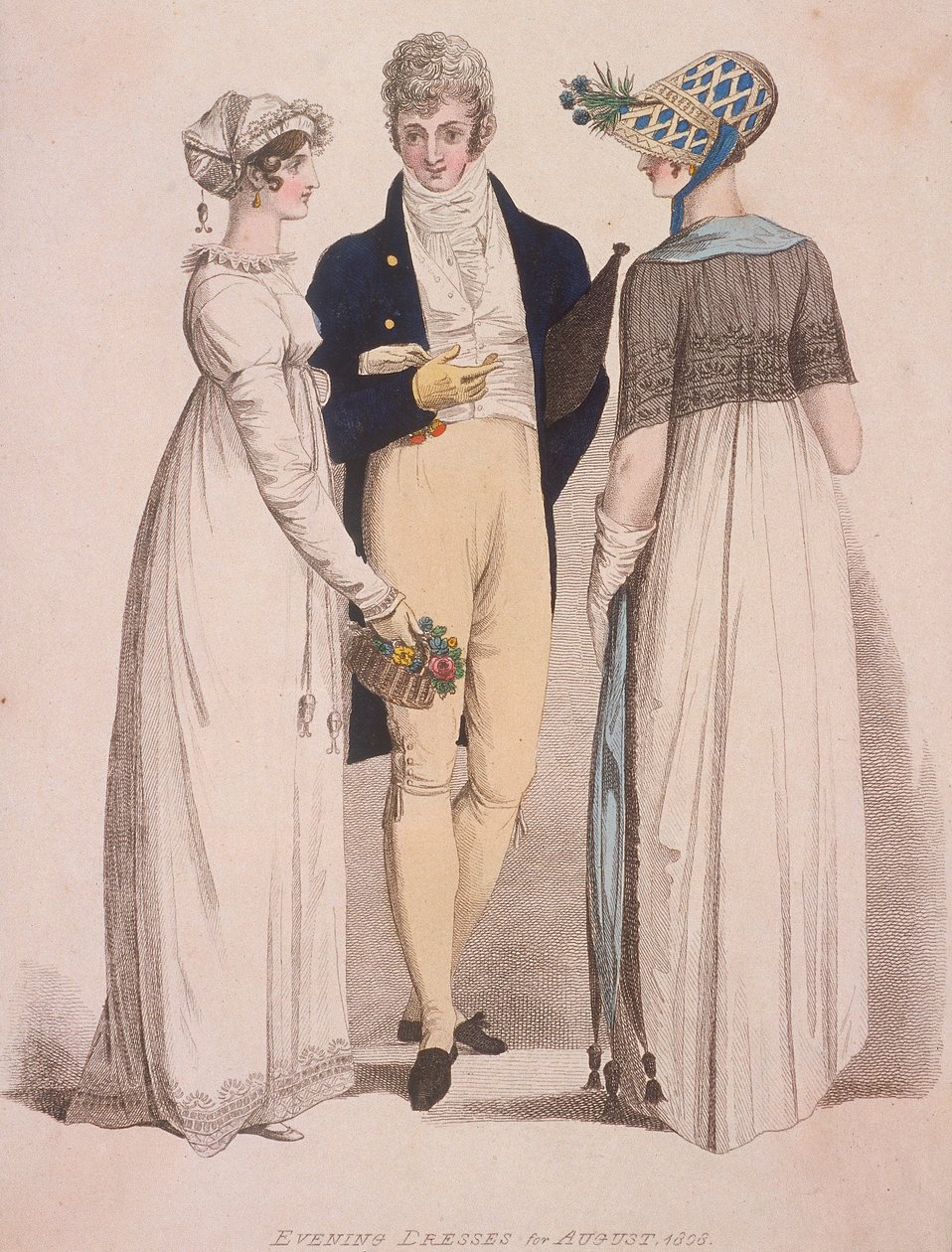 Deux femmes et un homme en tenue de soirée, 1808 - W Read