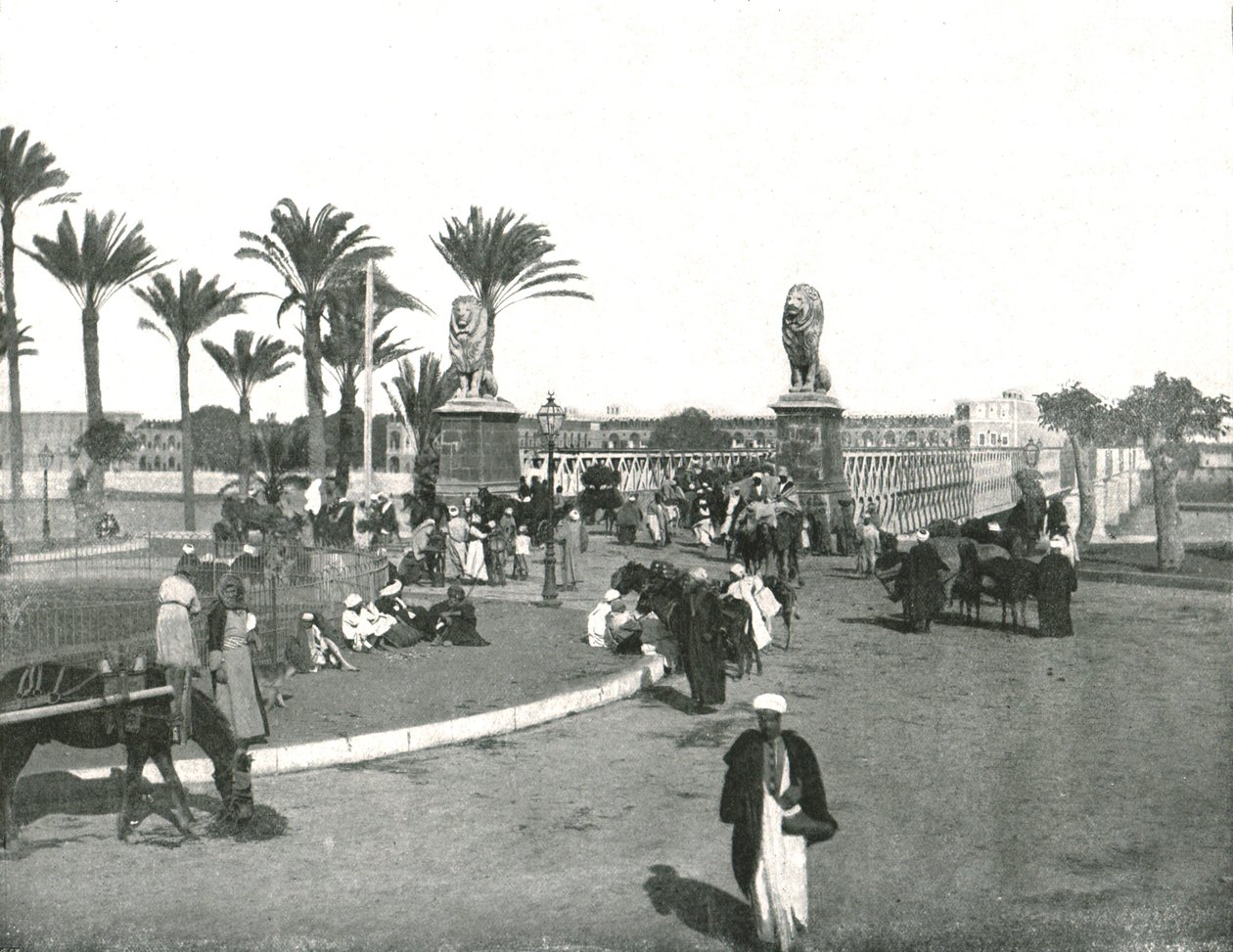 Le pont Kasr-el-nil, Le Caire, Égypte, 1895 - W and S Ltd