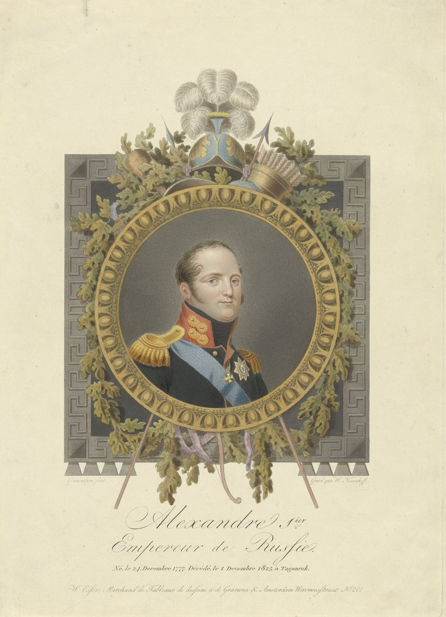 Portrait du tsar Alexandre Ier de Russie - Walraad Nieuwhoff
