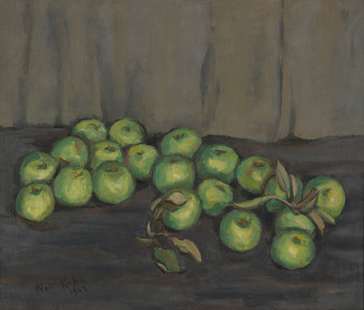 Pommes vertes avec rideau gris - Walt Kuhn