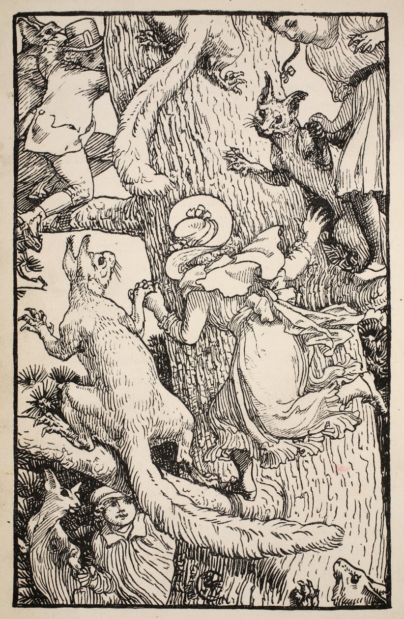 Les Enfants ont grimpé dans le sapin de Noël avec des animaux et tout, illustration de 