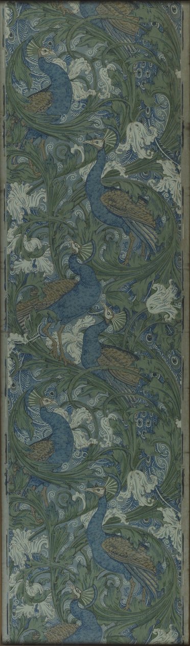 Panneau découpé de papier peint à la figue et au paon, vers 1895 (papier imprimé en bloc) - Walter Crane