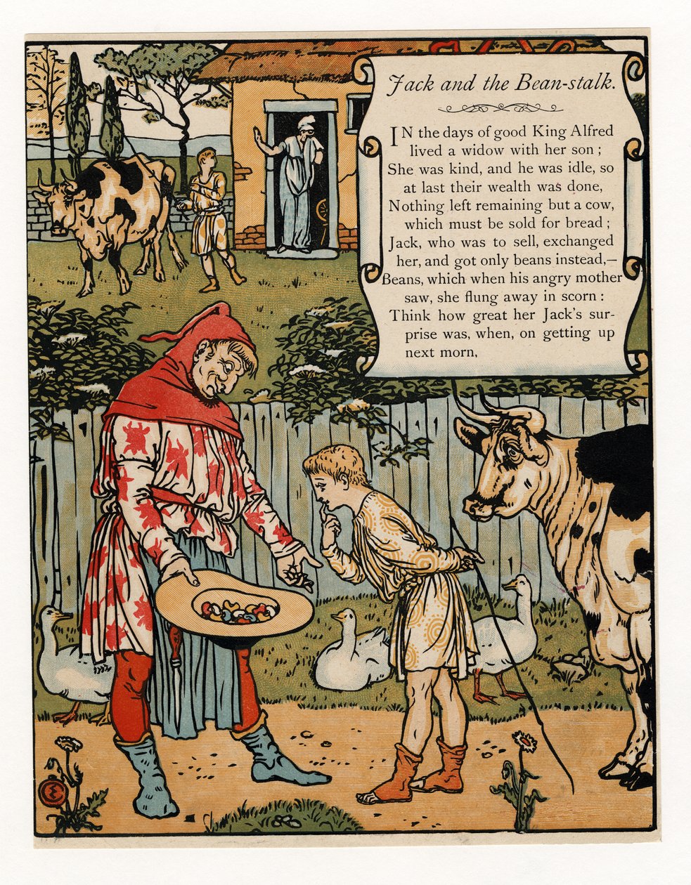 Jack vend sa vache pour des haricots, de The Blue Beard Picture Book, pub. 1879 - Walter Crane