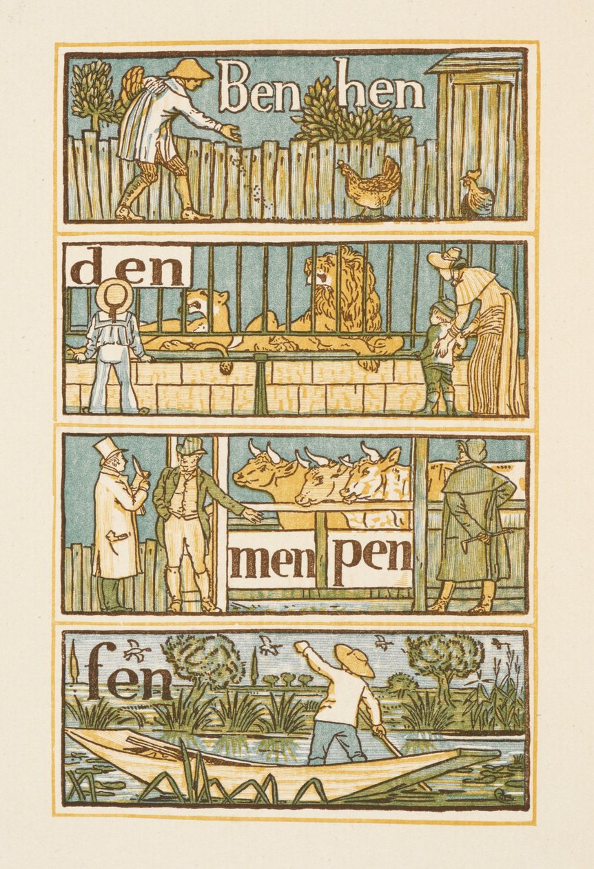 Mots rimant se terminant par la lettre N. Le primer doré - Walter Crane