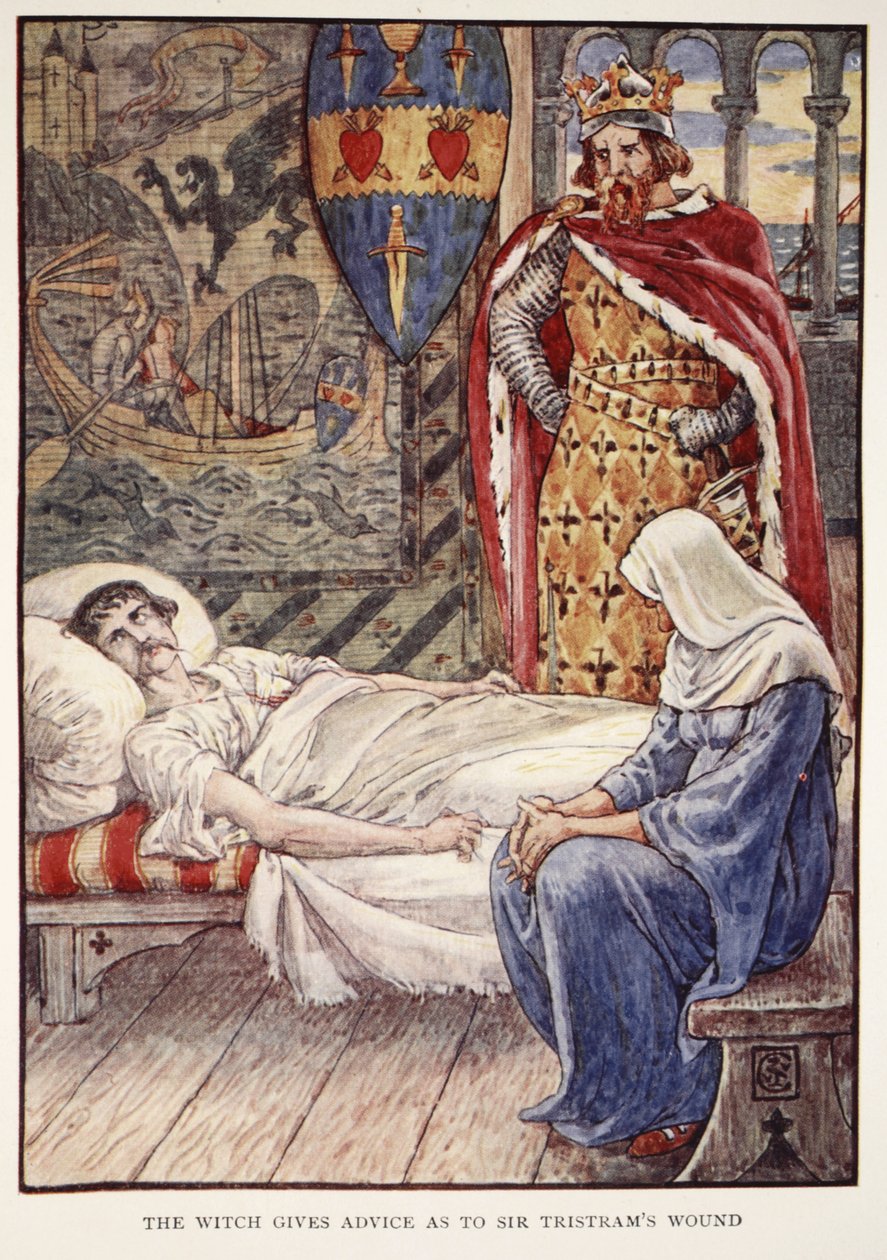 La sorcière donne des conseils sur la blessure de Sir Tristram, de 