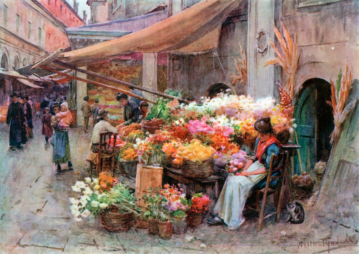 Un étal au Rialto, Venise (lithographie couleur) - Walter Frederick Roofe Tyndale
