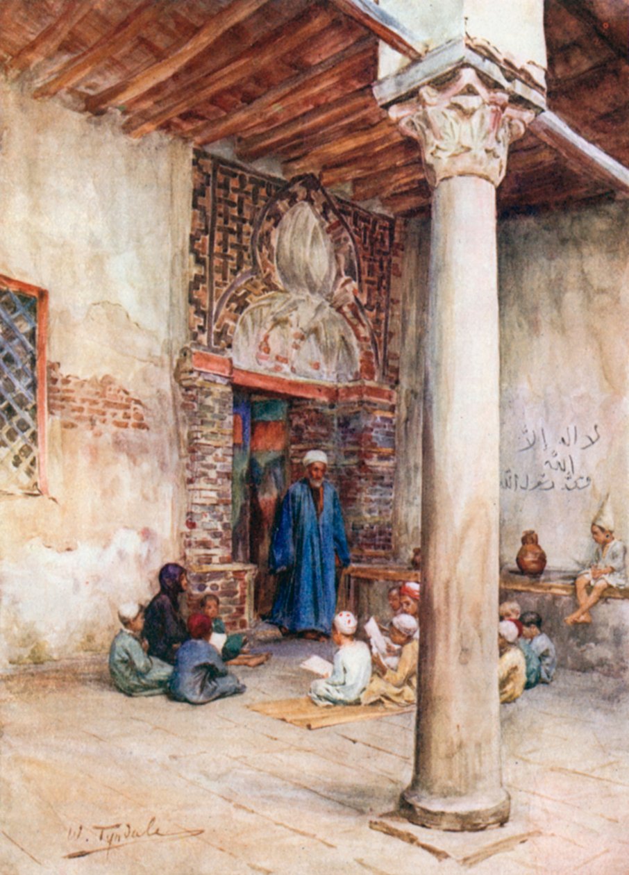 Une école arabe (lithographie couleur) - Walter Frederick Roofe Tyndale