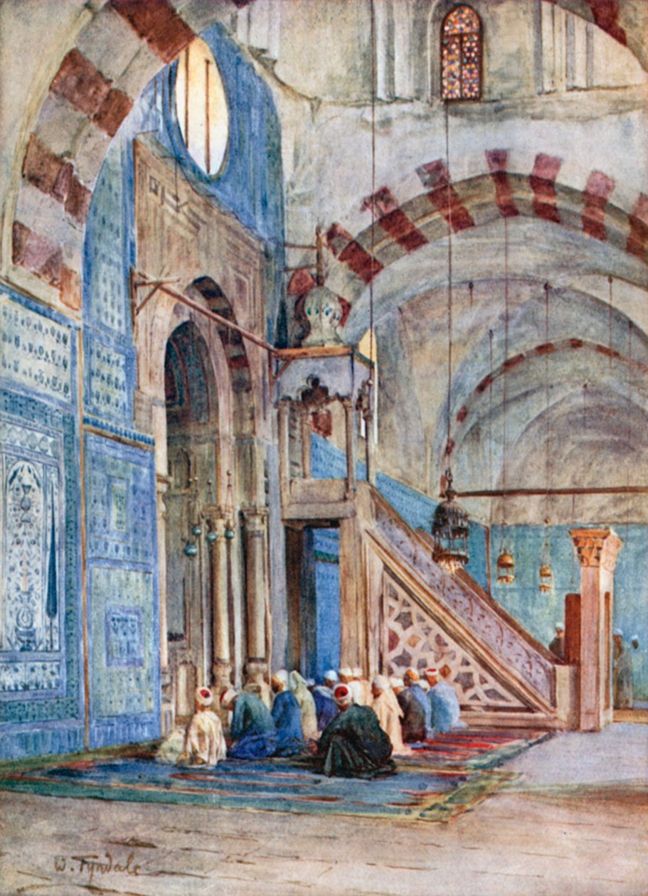 Intérieur de la Mosquée bleue, Le Caire (lithographie couleur) - Walter Frederick Roofe Tyndale