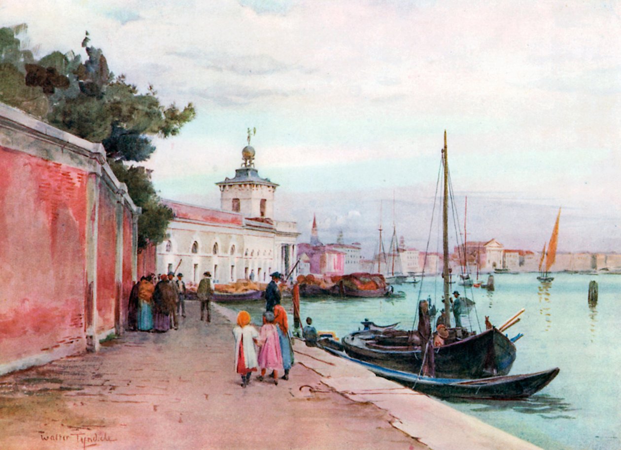 La Dogana, Venice (colour litho) - Walter Frederick Roofe Tyndale