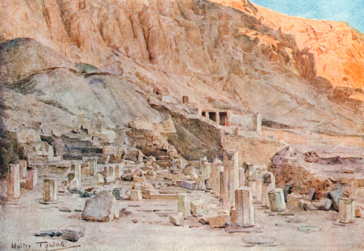 Ruines du temple de Mentouhotep à Thèbes (lithographie couleur) - Walter Frederick Roofe Tyndale