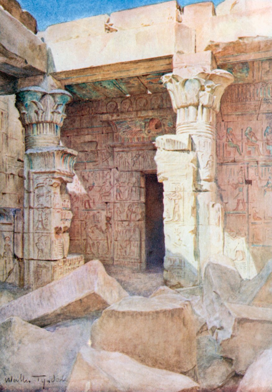 Temple de Der El-Medineh à Thèbes (lithographie couleur) - Walter Frederick Roofe Tyndale