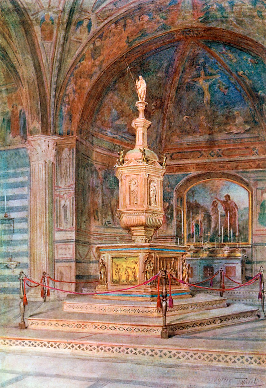 Le baptistère de S. Giovanni, Sienne (lithographie couleur) - Walter Frederick Roofe Tyndale
