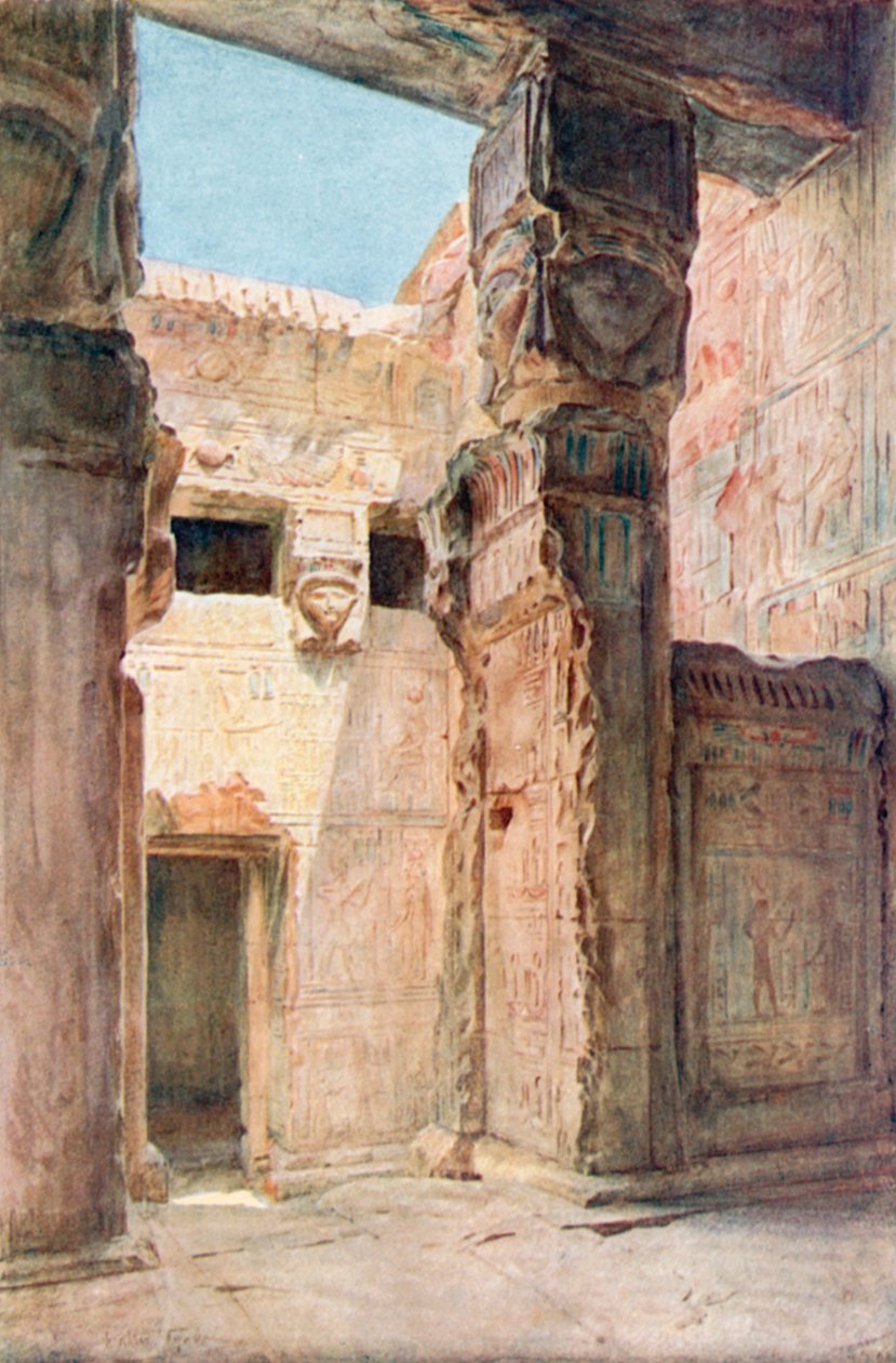 La cour du kiosque de Dendera (lithographie couleur) - Walter Frederick Roofe Tyndale