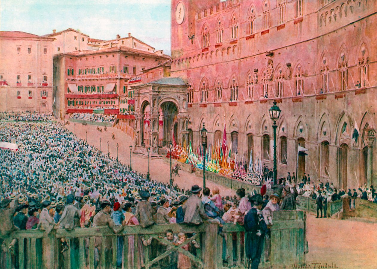 Le Palio de Sienne (lithographie couleur) - Walter Frederick Roofe Tyndale