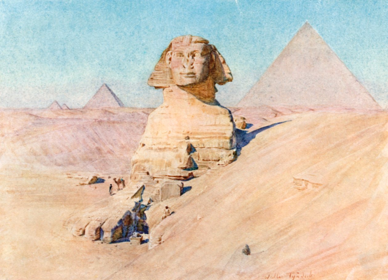 Le Sphinx et les pyramides de Gizeh (lithographie couleur) - Walter Frederick Roofe Tyndale