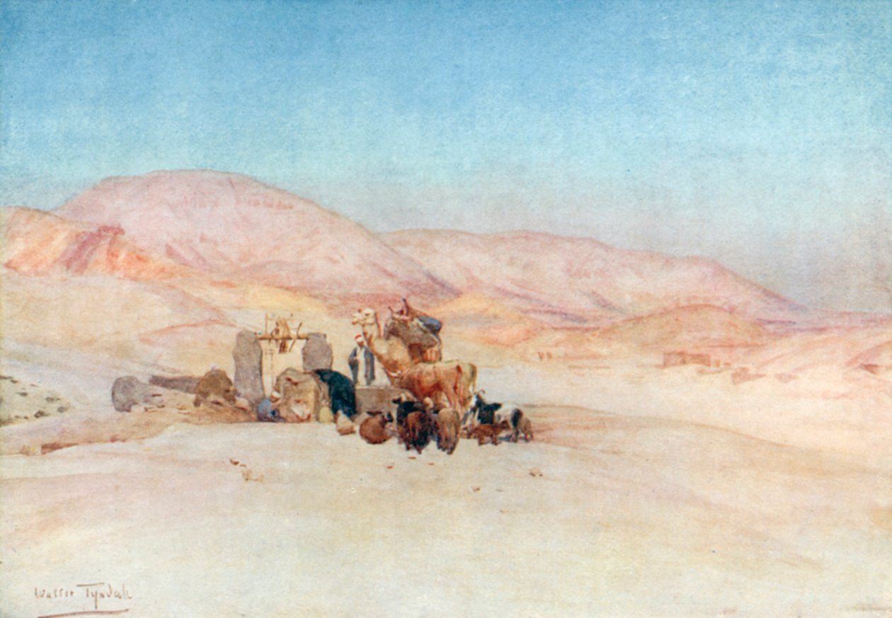 Le puits, sur la route des tombeaux des rois (lithographie couleur) - Walter Frederick Roofe Tyndale
