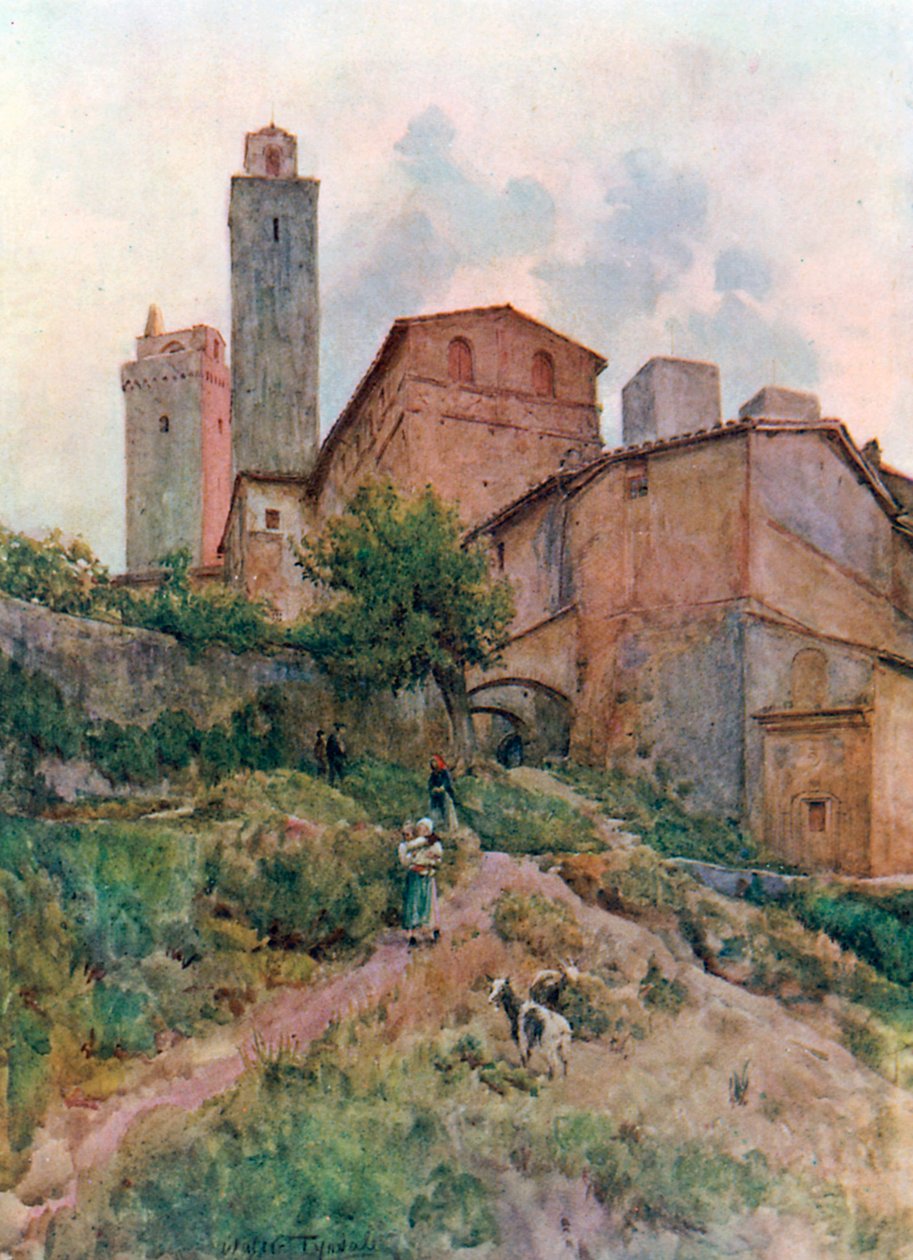 Via Capassi, San Gimignano (lithographie couleur) - Walter Frederick Roofe Tyndale