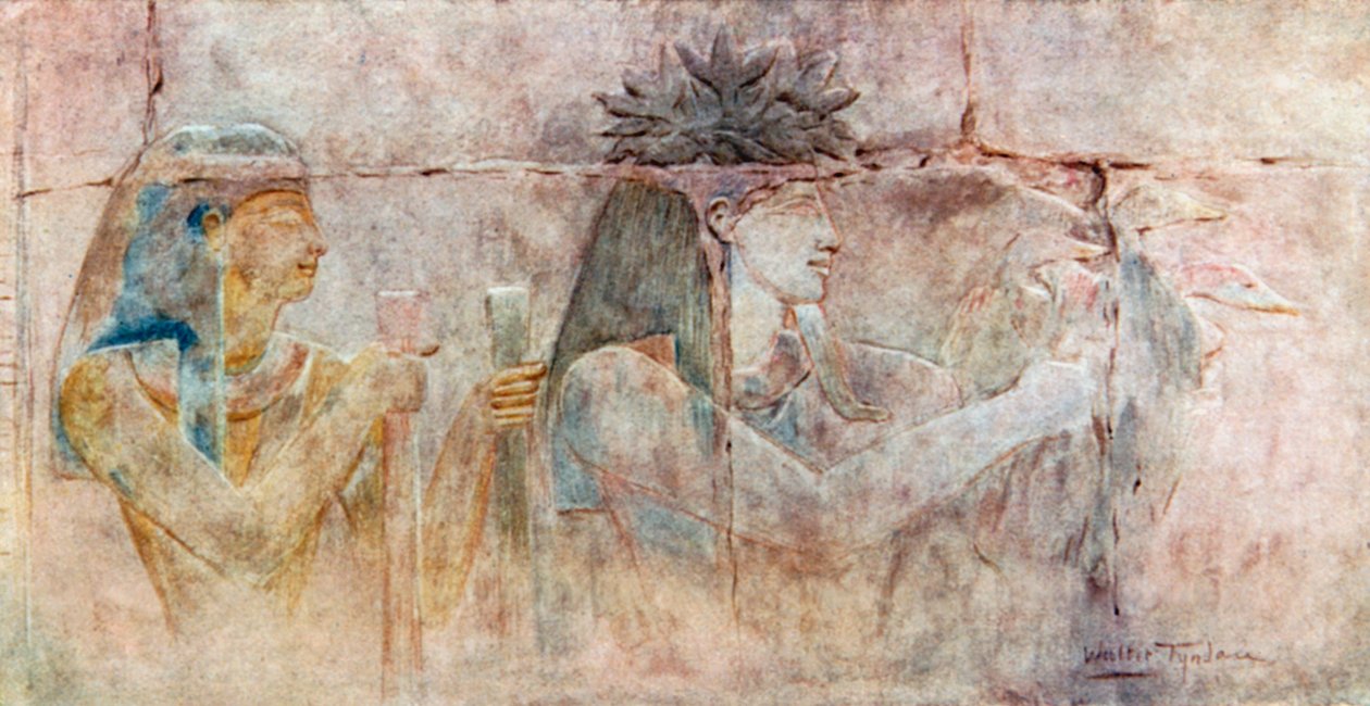 Inscriptions murales dans la chapelle de Shabako, Karnak (lithographie couleur) - Walter Frederick Roofe Tyndale