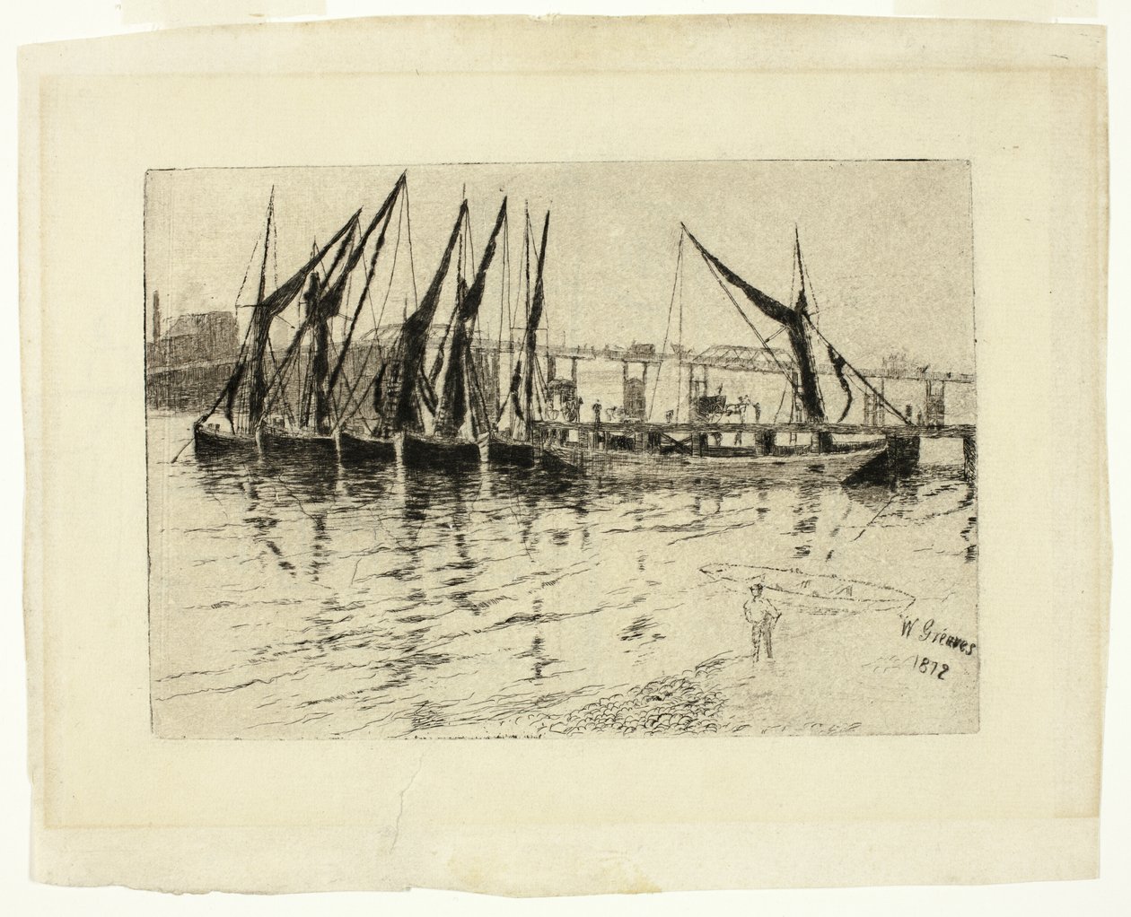 Barges de charbon déchargeant (recto); Esquisse d