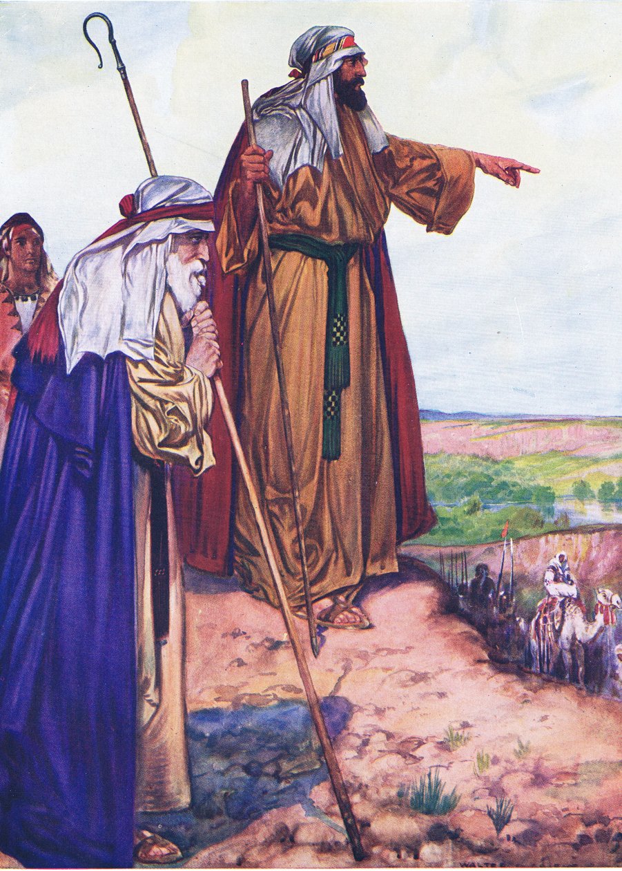 Le choix de Lot, de The Bible Picture Book publié par Thomas Nelson, vers 1950 - Walter Grieve
