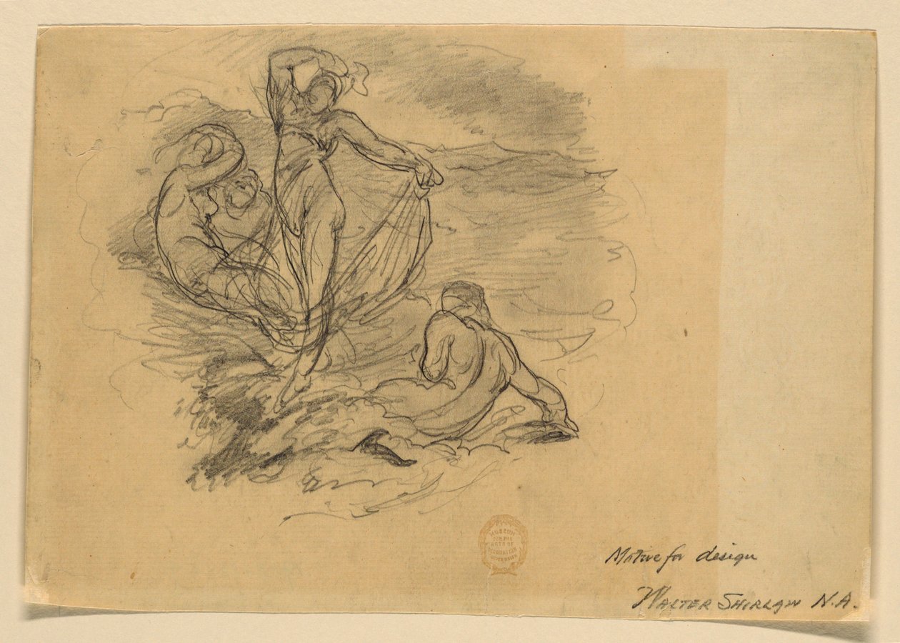 Un groupe de quatre nymphes (motif pour un design) - Walter Shirlaw