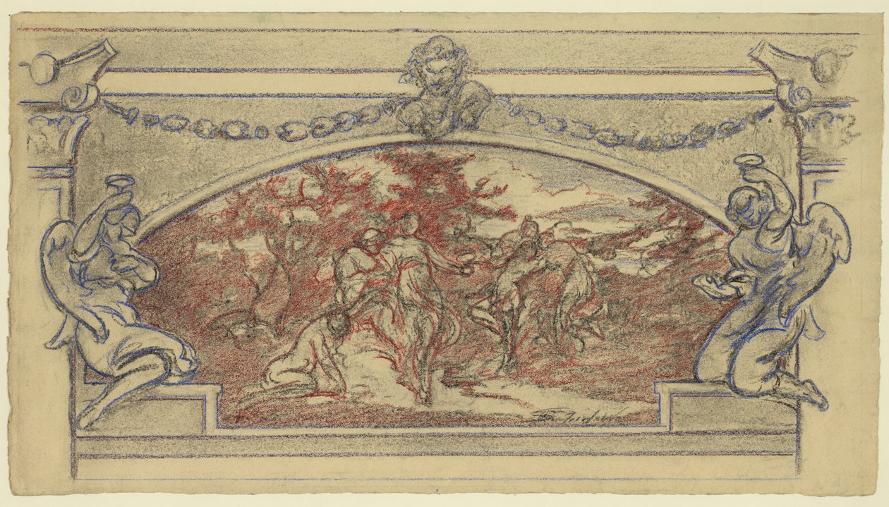 Étude pour une fresque montrant des figures dansantes - Walter Shirlaw