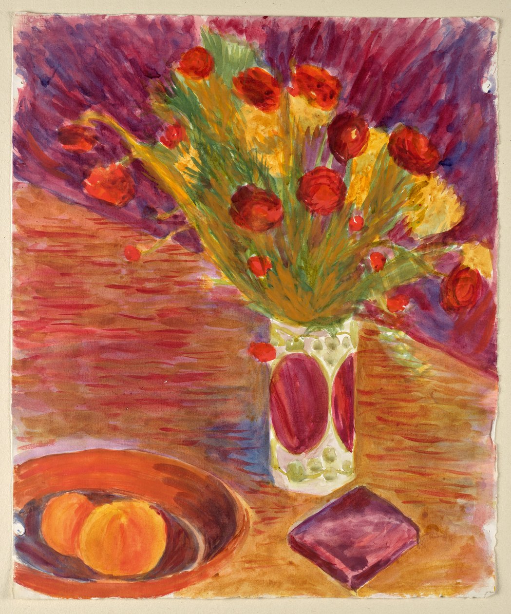 Vase de fleurs et coupe de fruits - Walther Gamerith