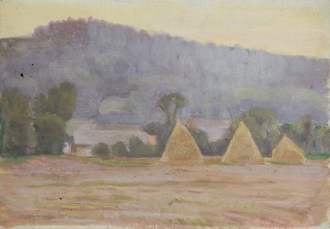 Paysage avec meules de foin - Walther Gamerith