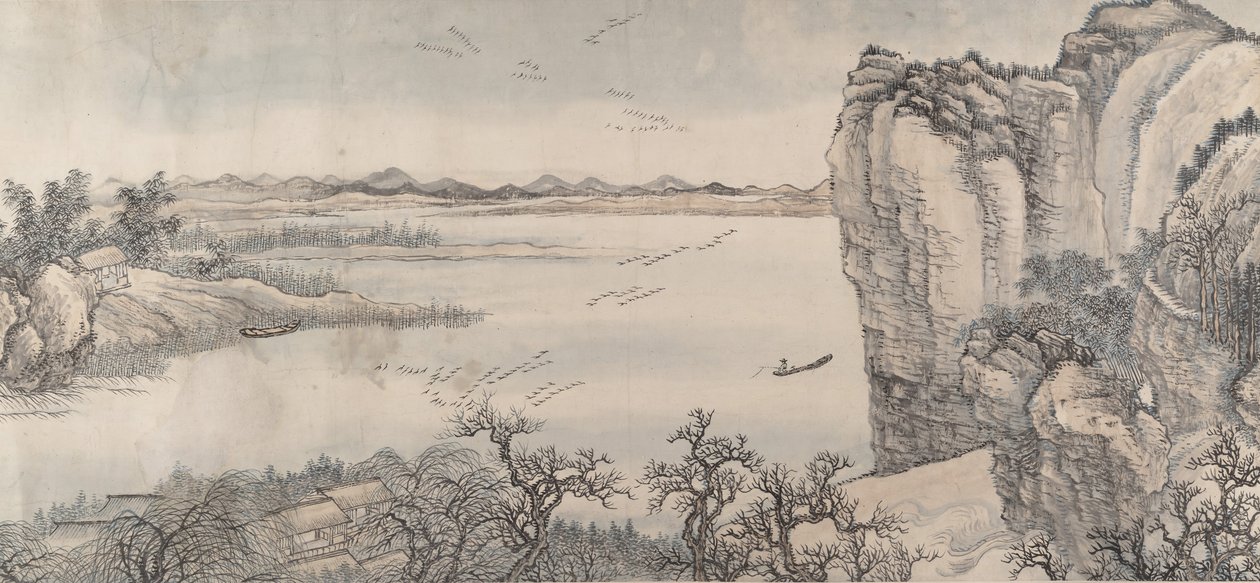 Paysage dans le style de Juran et Yan Wengui, daté de 1713 - Wang Hui
