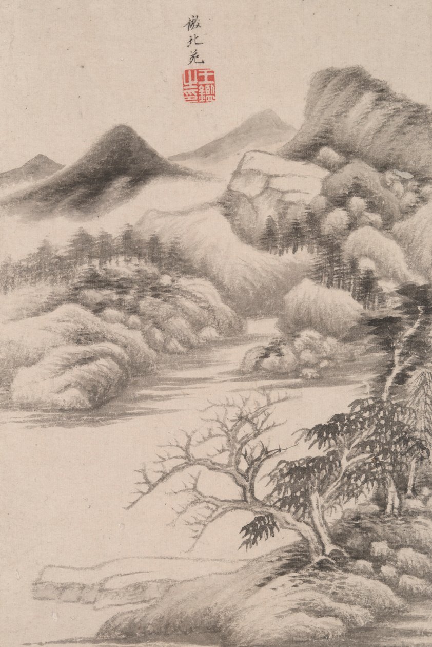 Paysage dans le style de divers vieux maîtres: Paysage après Dong Yuan (actif 934) - Wang Jian