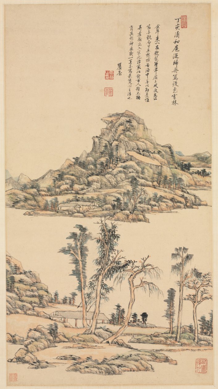 Paysage dans le style coloré de Ni Zan - Wang Yuanqi