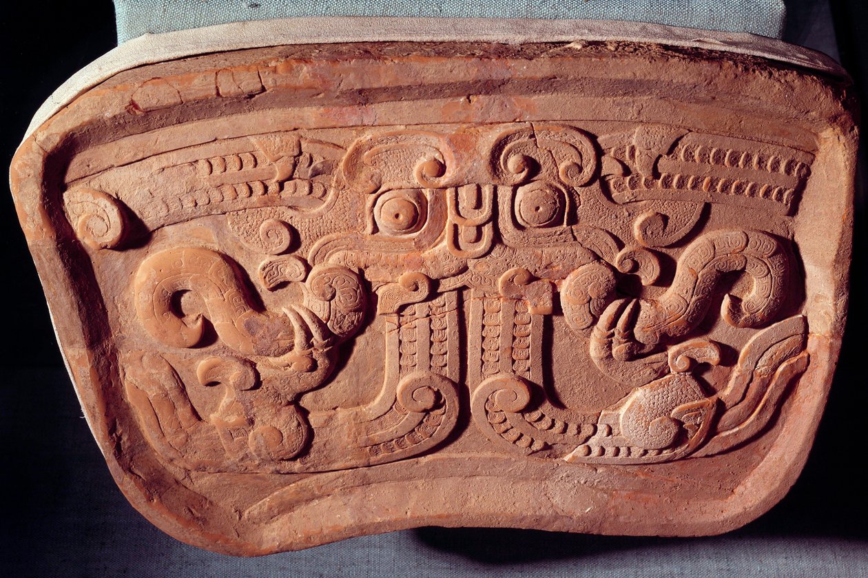 Modèle original de masque Taotie en terre cuite. Taotie est l