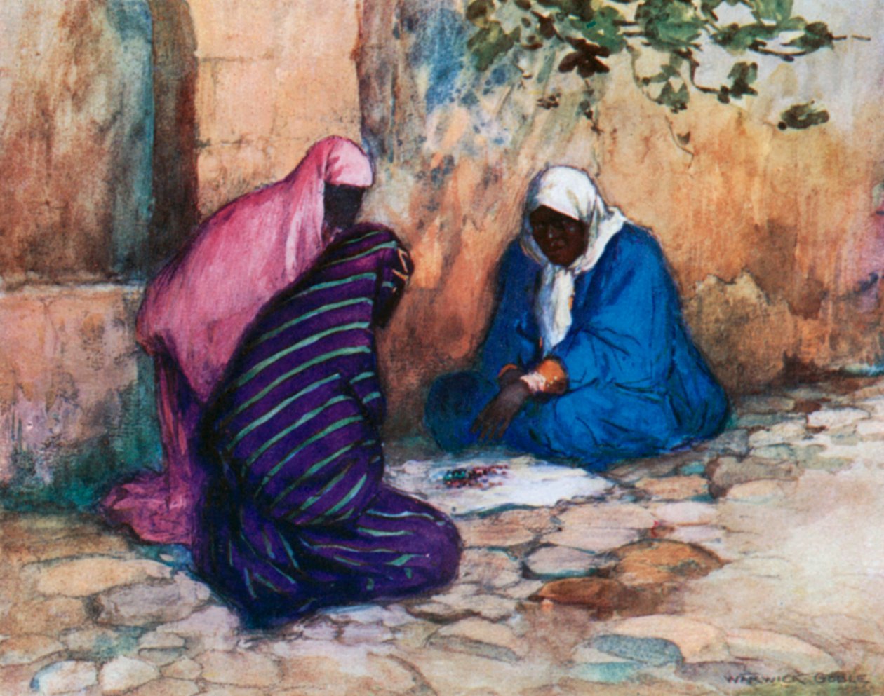A Fortune-Teller (colour litho) - Warwick (after) Goble