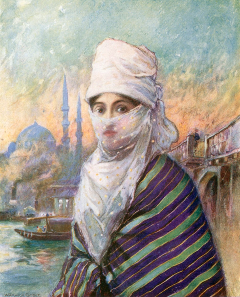 Une dame turque en tenue de ville (lithographie couleur) - Warwick (after) Goble