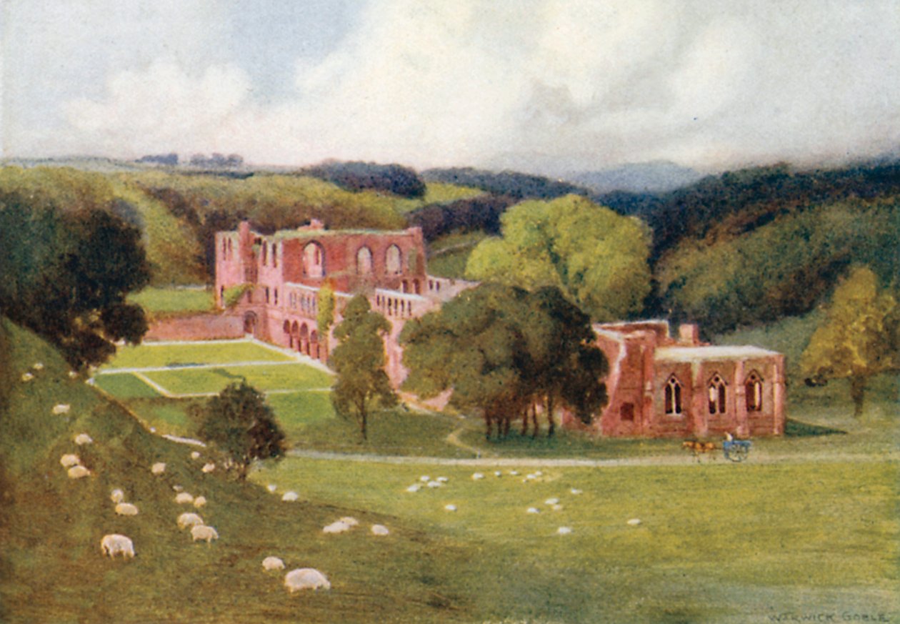 Abbaye de Furness (lithographie couleur) - Warwick (after) Goble