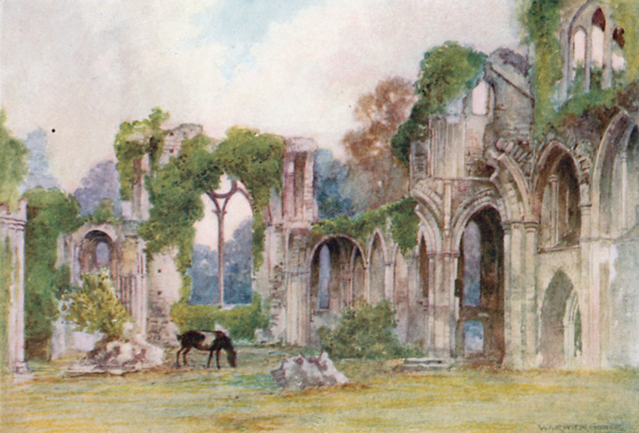 Abbaye de Netley : La fenêtre orientale (lithographie couleur) - Warwick (after) Goble