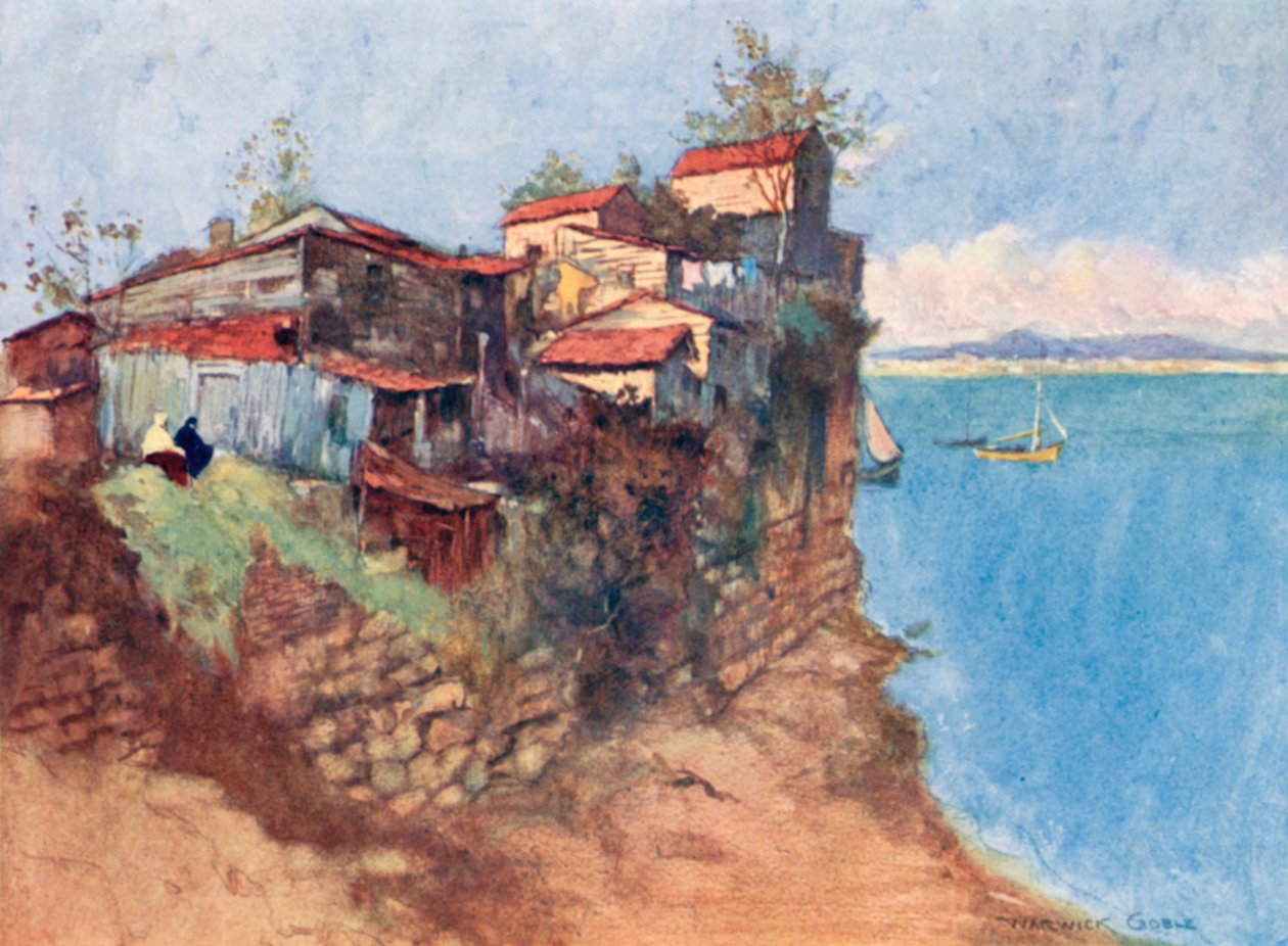 Refuges sur la Marmora (lithographie couleur) - Warwick (after) Goble