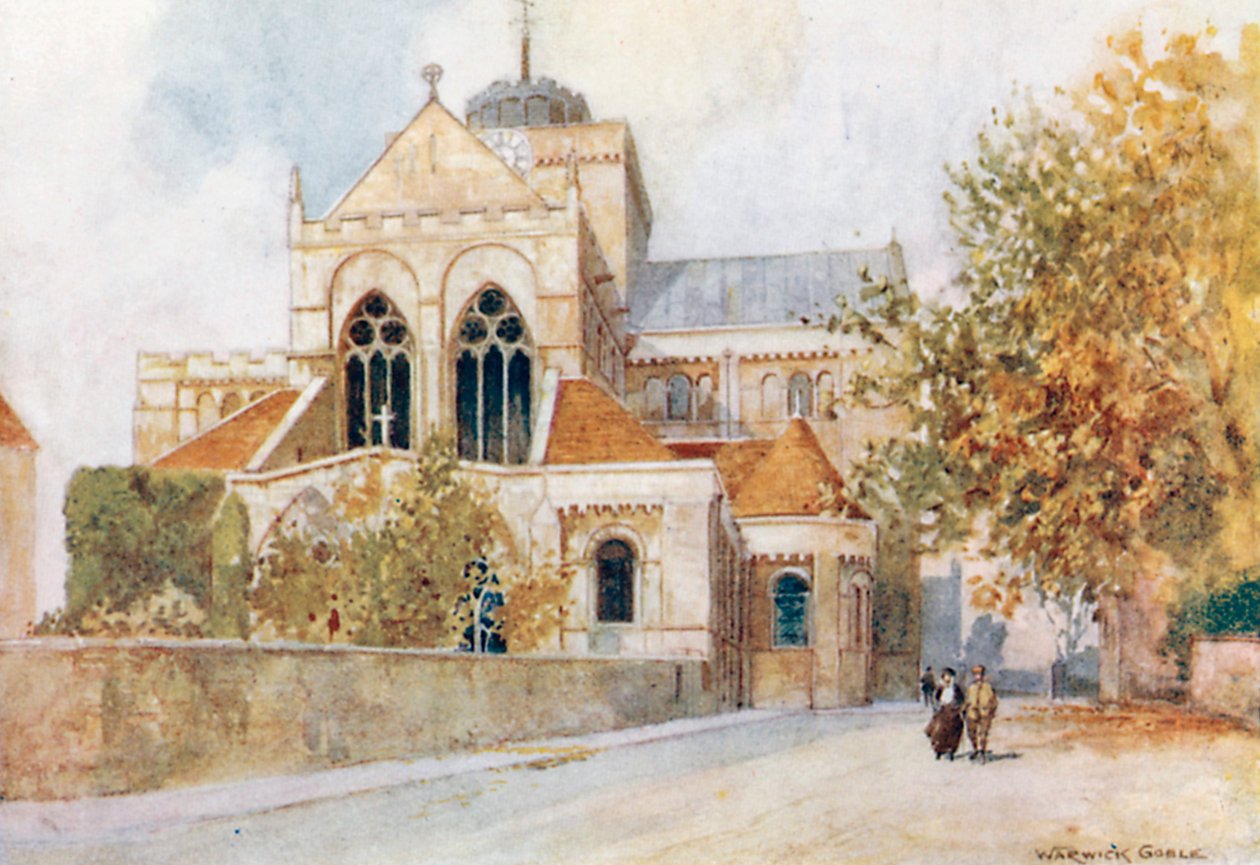 Abbaye de Romsey (lithographie couleur) - Warwick (after) Goble