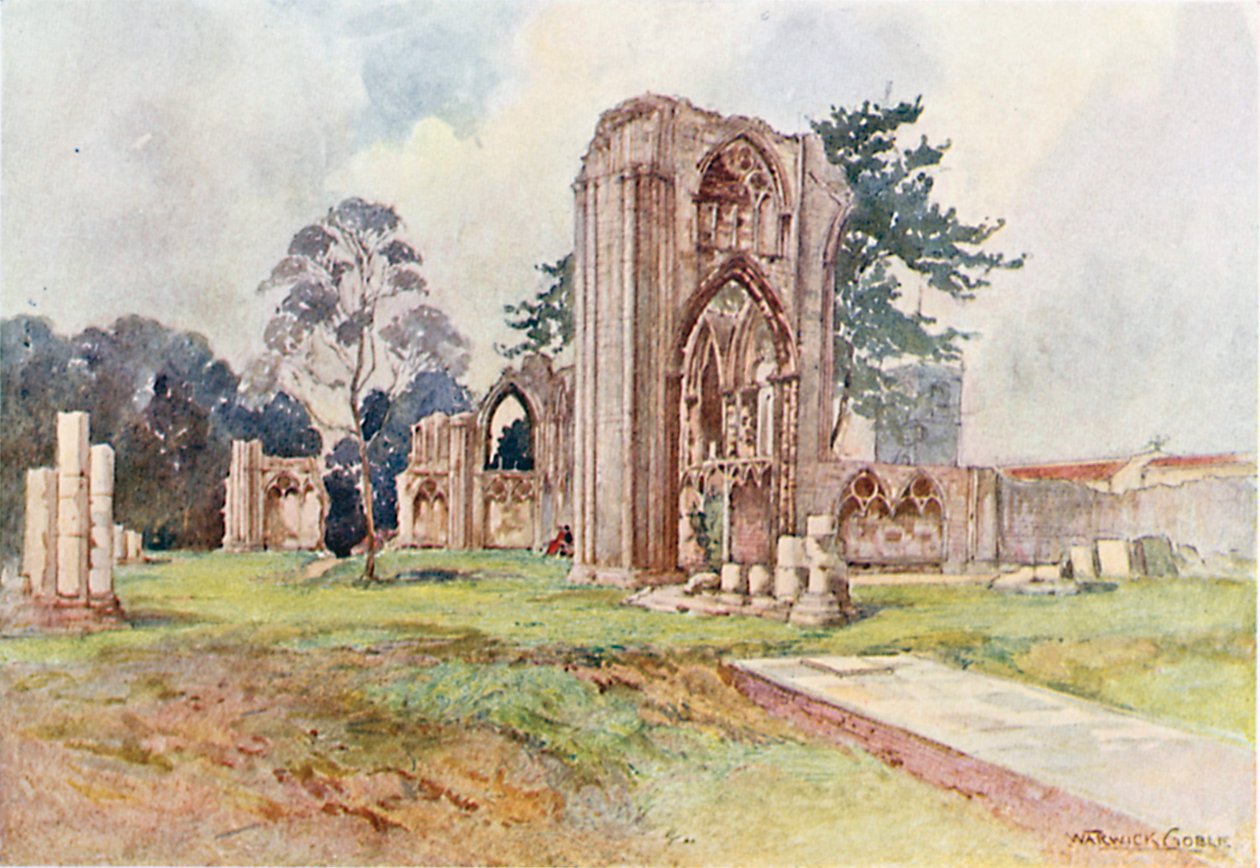 Abbaye de St Mary, York (lithographie couleur) - Warwick (after) Goble