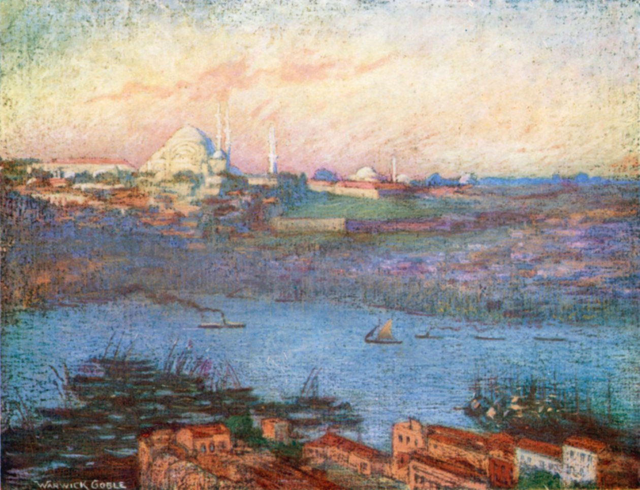 Suleimaniyeh au lever du soleil (lithographie couleur) - Warwick (after) Goble