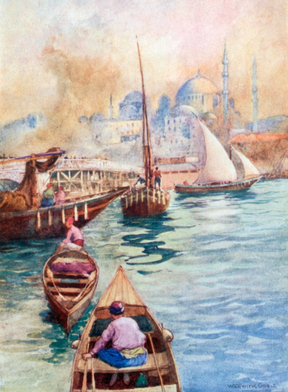 Le pont de Galata (lithographie couleur) - Warwick (after) Goble