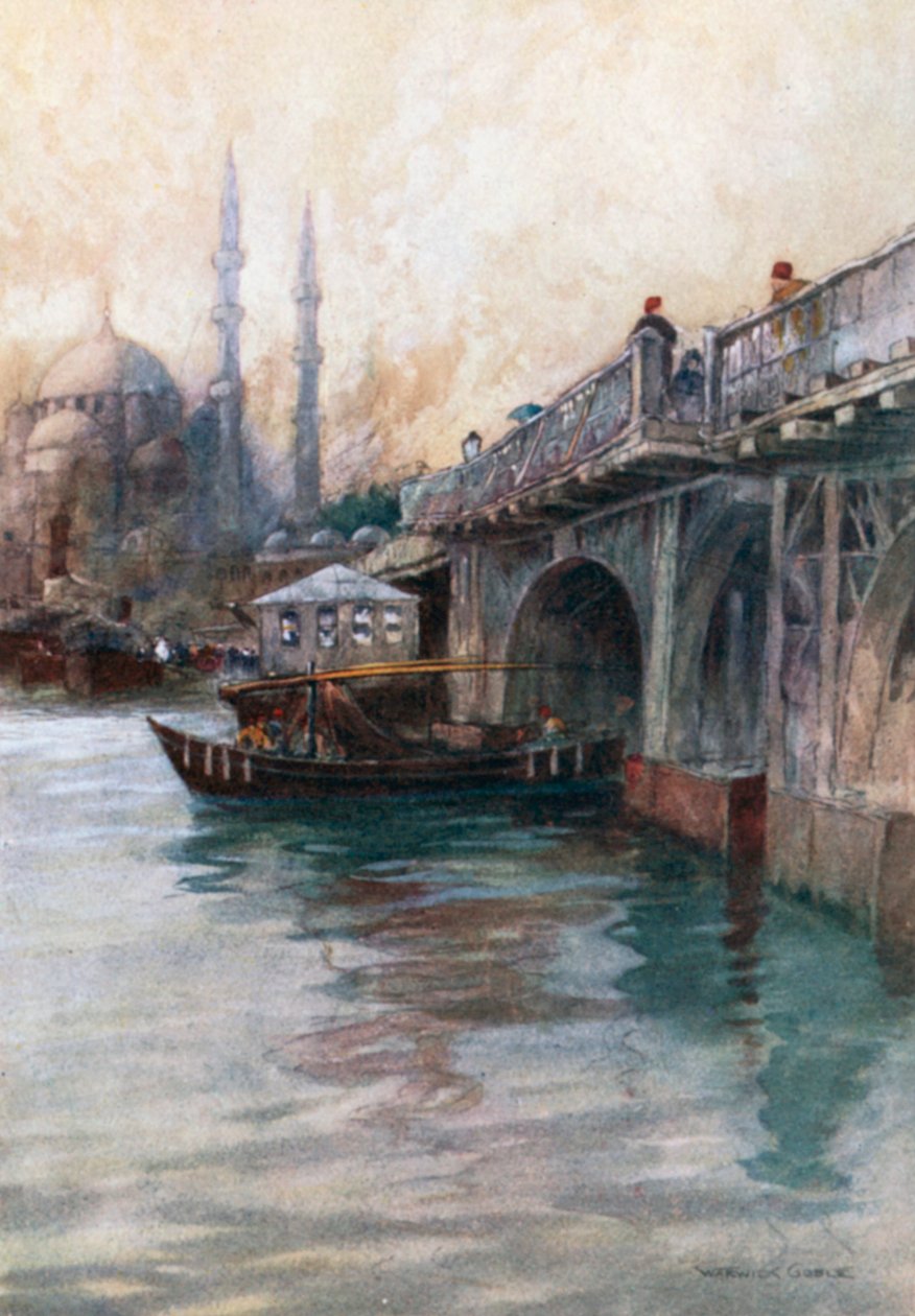 Le pont de Galata (lithographie couleur) - Warwick (after) Goble