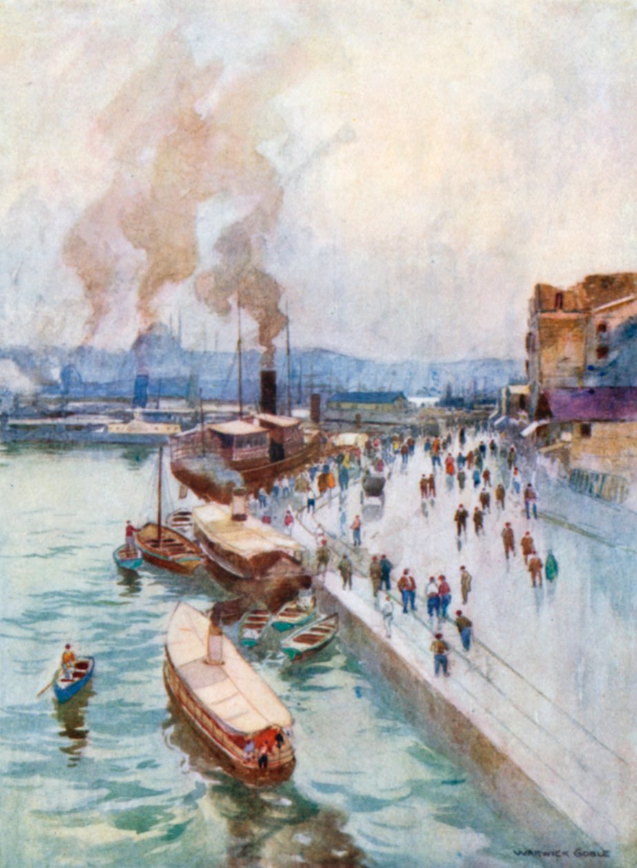 Le quai de Galata (lithographie couleur) - Warwick (after) Goble