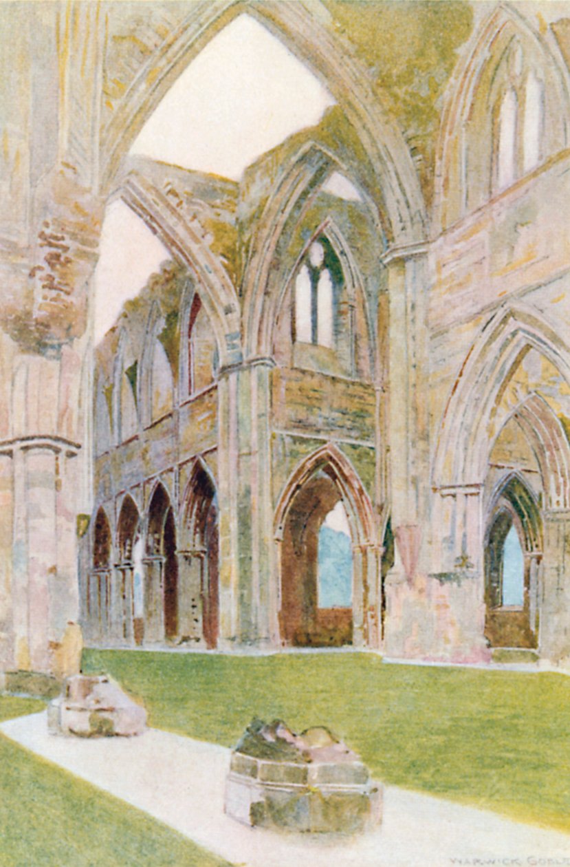 Abbaye de Tintern : Intérieur (lithographie couleur) - Warwick (after) Goble