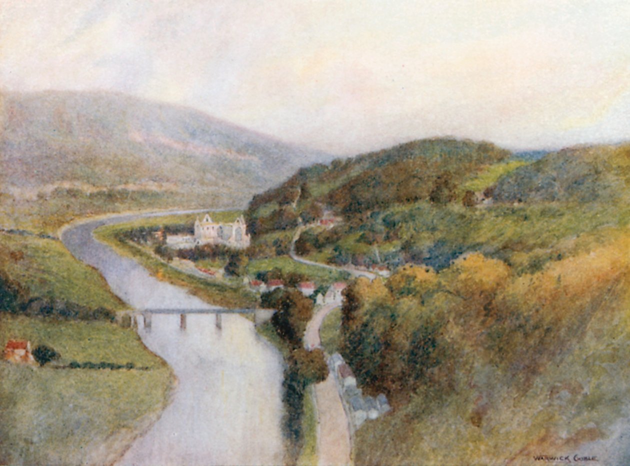 Abbaye de Tintern et Wye (lithographie couleur) - Warwick (after) Goble