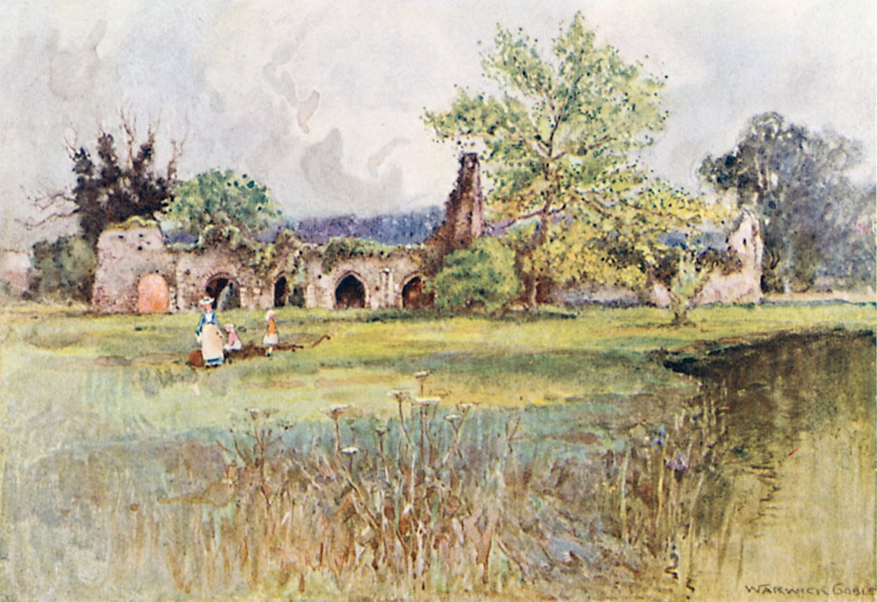 Abbaye de Waverley (lithographie couleur) - Warwick (after) Goble