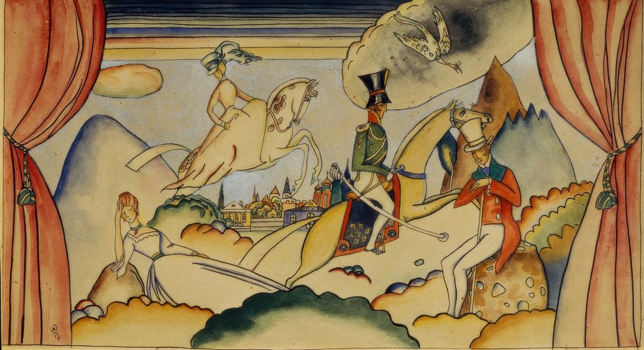 Scène avec un officier - Wassily Kandinsky
