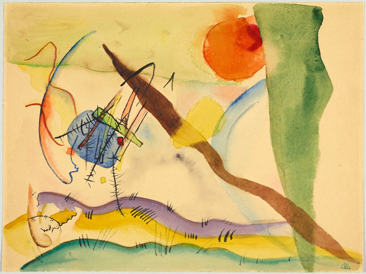 Aquarelle avec des bordures vertes - Wassily Kandinsky