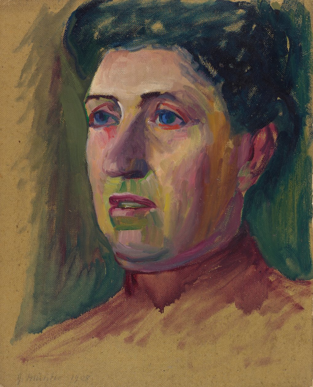Peint des deux côtés : 1. Tête, seul le visage exécuté en couleurs ; 2. Tête féminine de Wassily Kandinsky, Gabriele Münter - Wassily Kandinsky