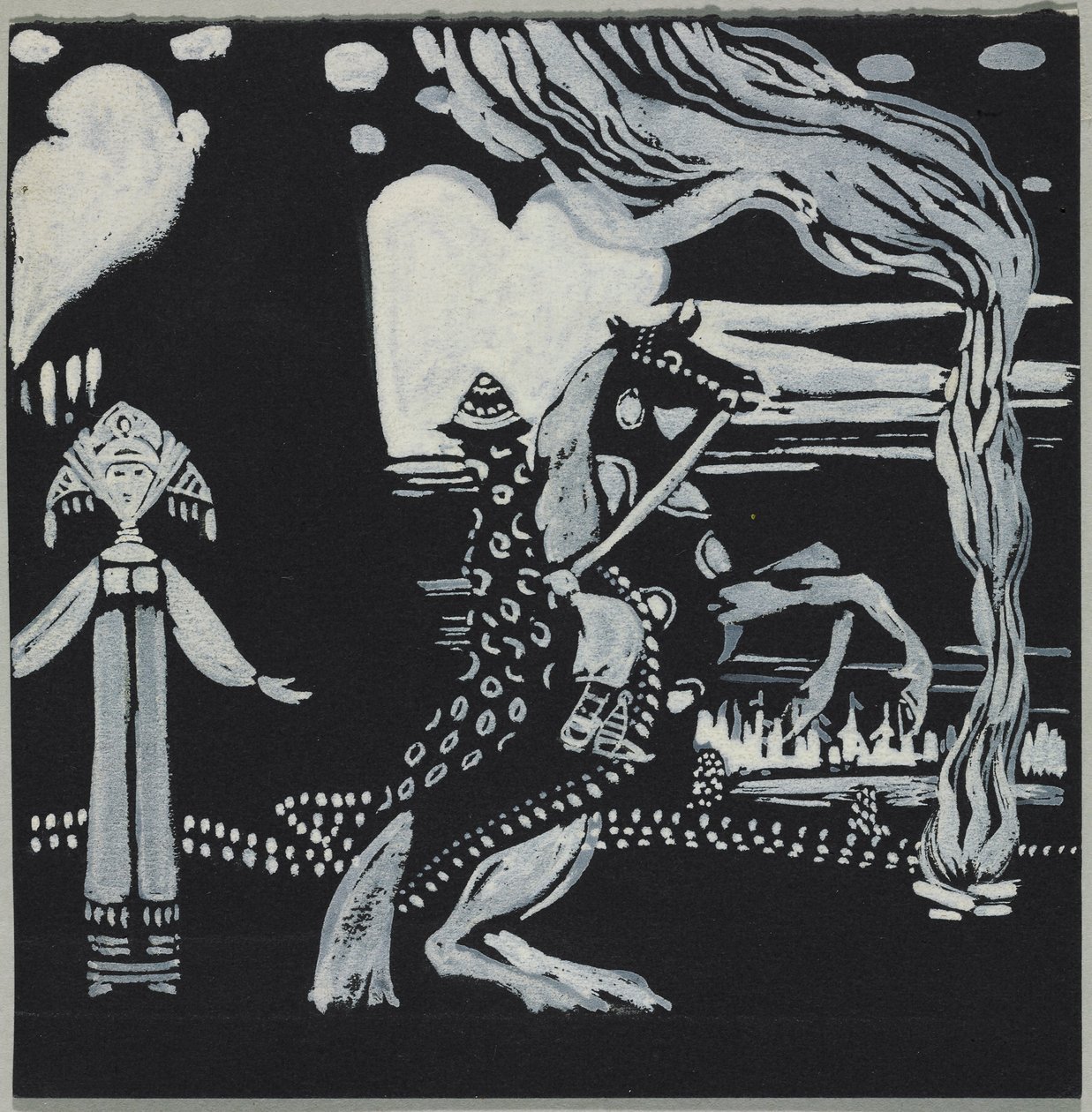 Flamme, dame et cavalier en costume fantaisiste - Wassily Kandinsky